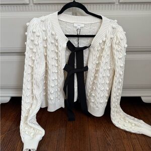 A Loves A - Bow Tie Pom Pom Cardigan